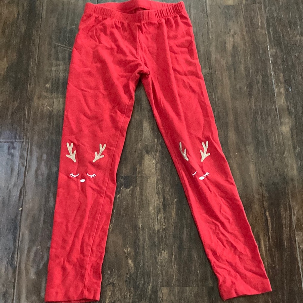 Cat and Jack red holiday leggings. Size 6X
